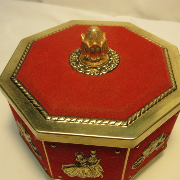 Antique Velvety Flocked Toffee Tin - Picture 5 of 5